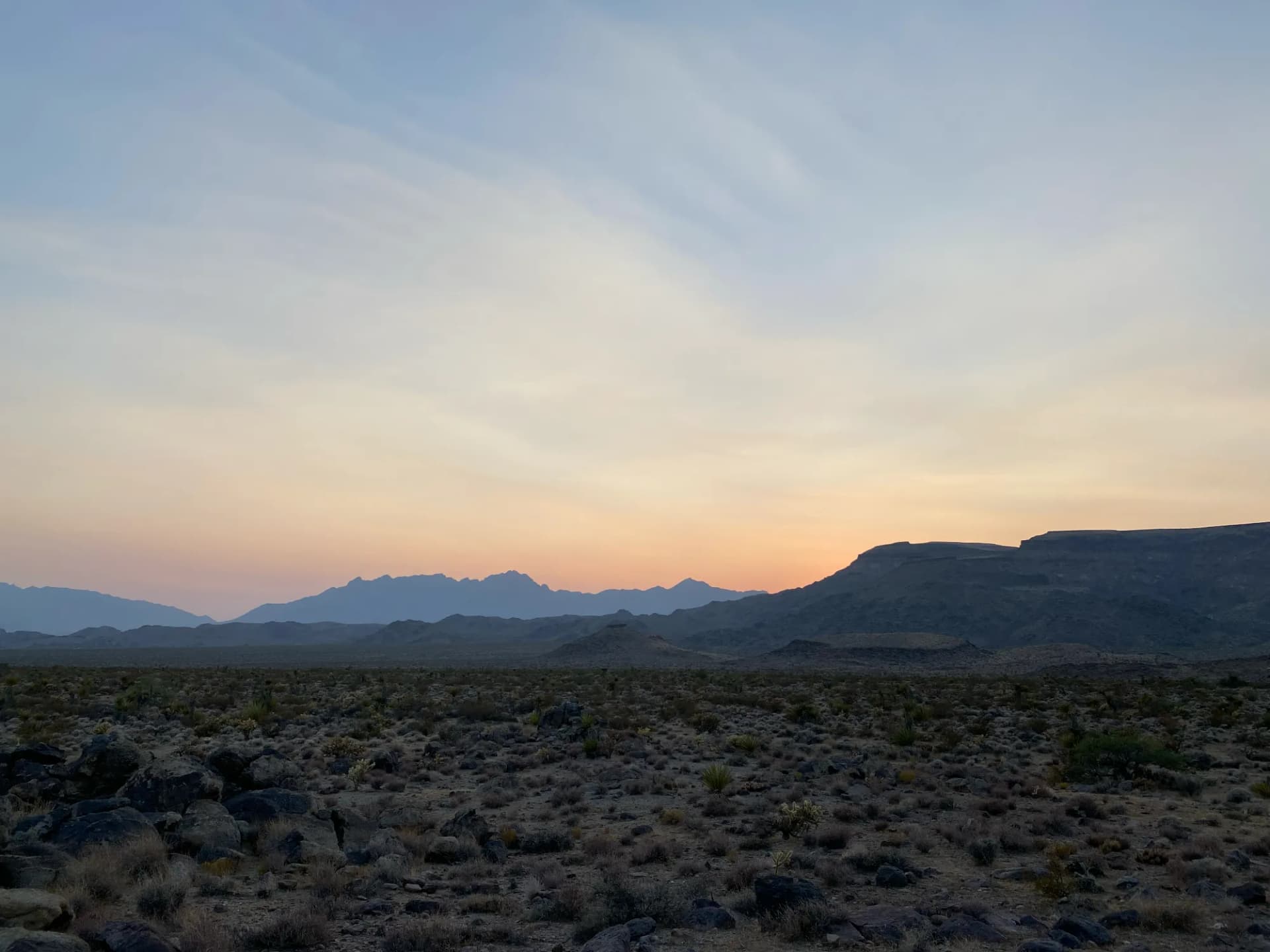 Mountain range during sunset