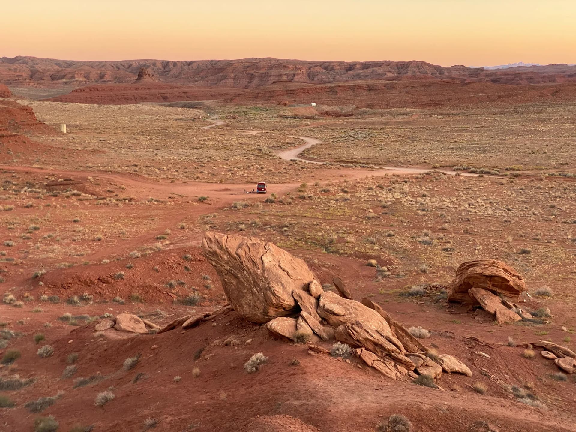 Sandstone landscape during sunset close to Monument Valley